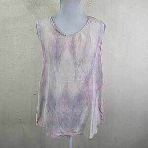 JUNIM la Women's Pink Silk Tie Dye Sleeveless Blouse Shirt Tank Top Size Small